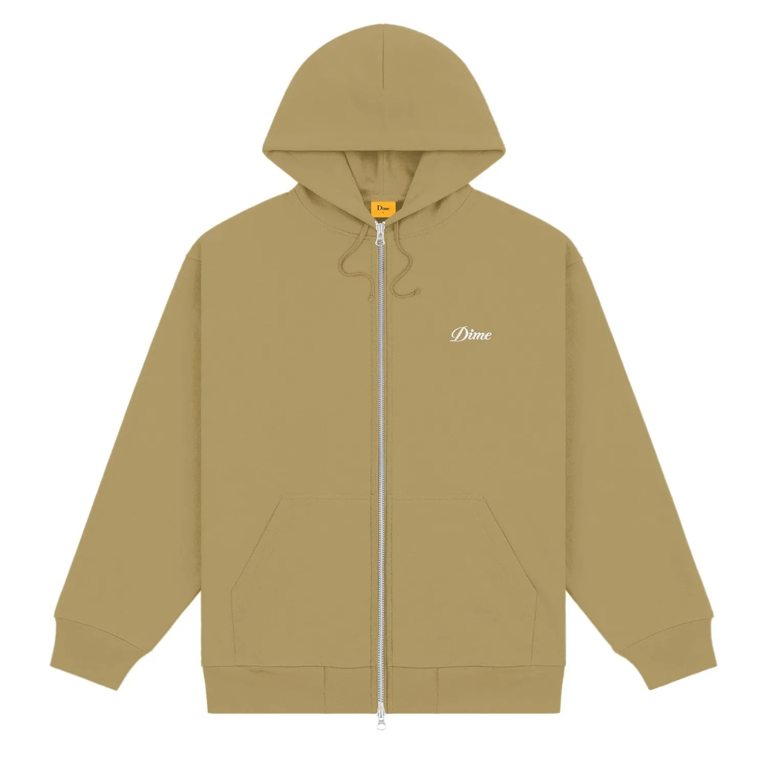 Dime Men Cursive Small Logo Zip-Hoodie Oak