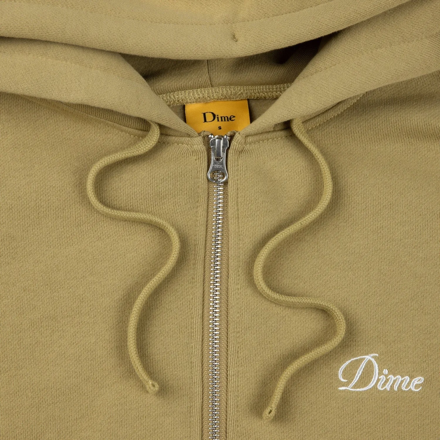Dime Men Cursive Small Logo Zip-Hoodie Oak