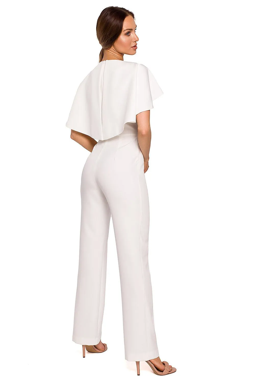 Elegant Chain Detail Cape Pantsuit