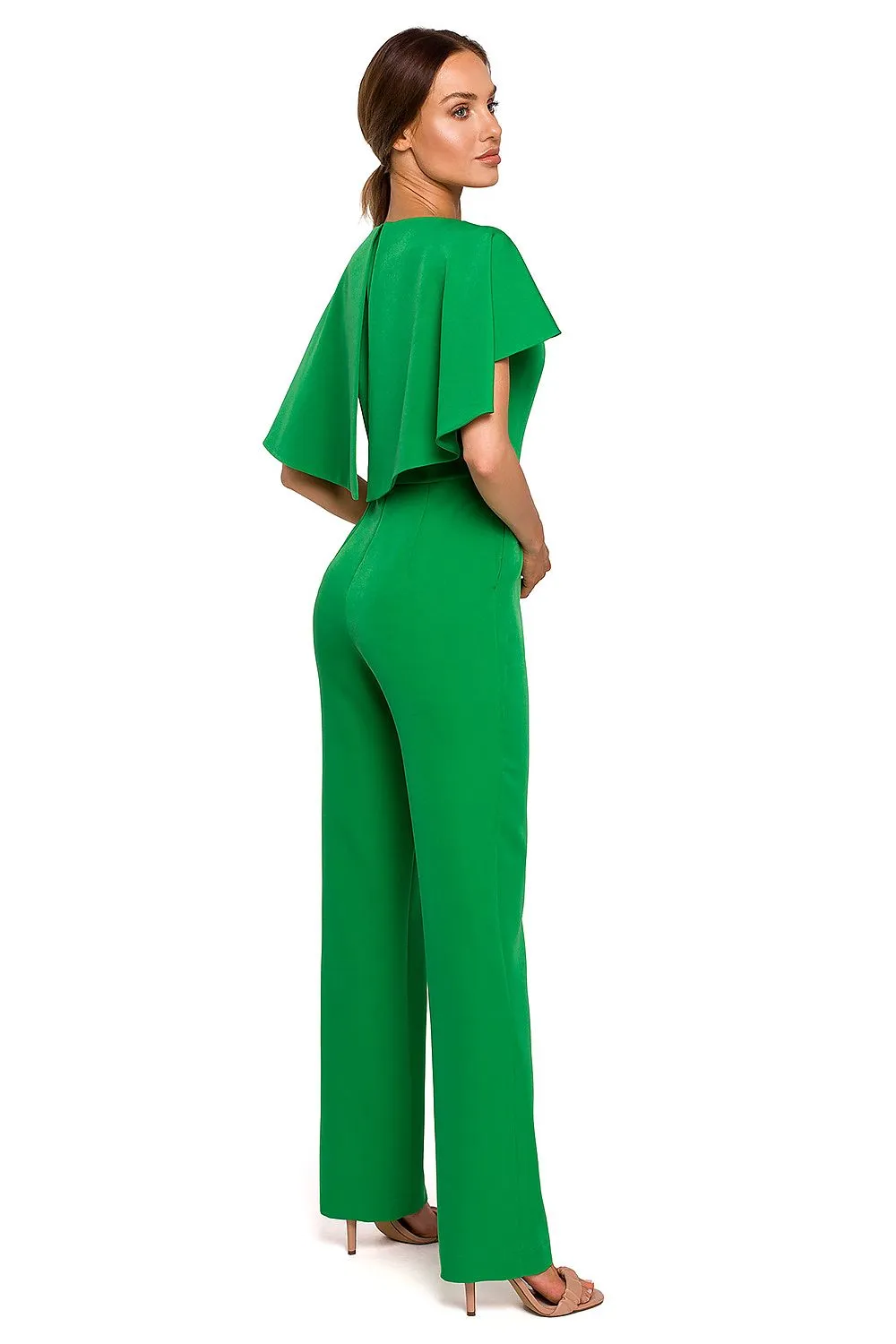 Elegant Chain Detail Cape Pantsuit