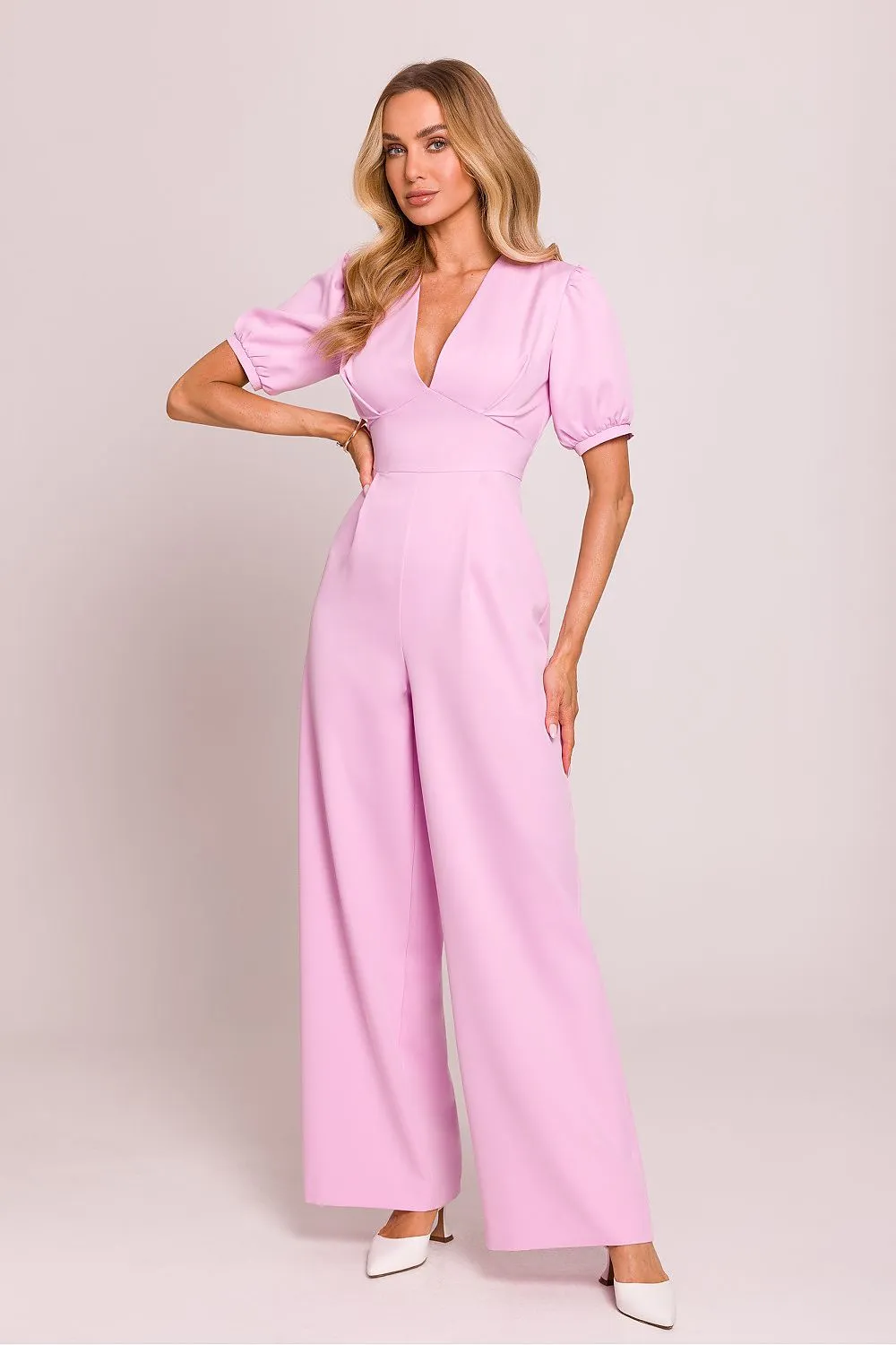 Elegant V-Neck Flared Jumpsuit