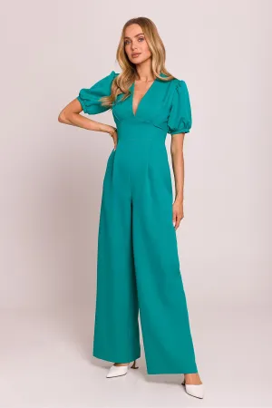 Elegant V-Neck Flared Jumpsuit
