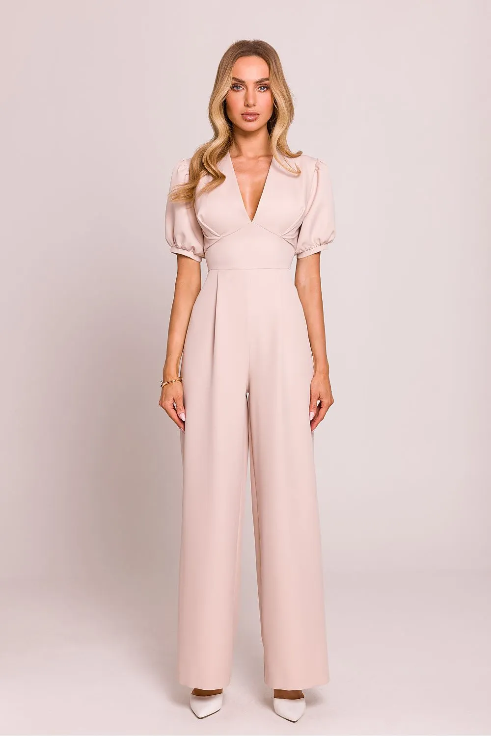 Elegant V-Neck Flared Jumpsuit