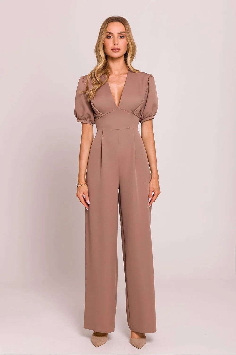 Elegant V-Neck Flared Jumpsuit
