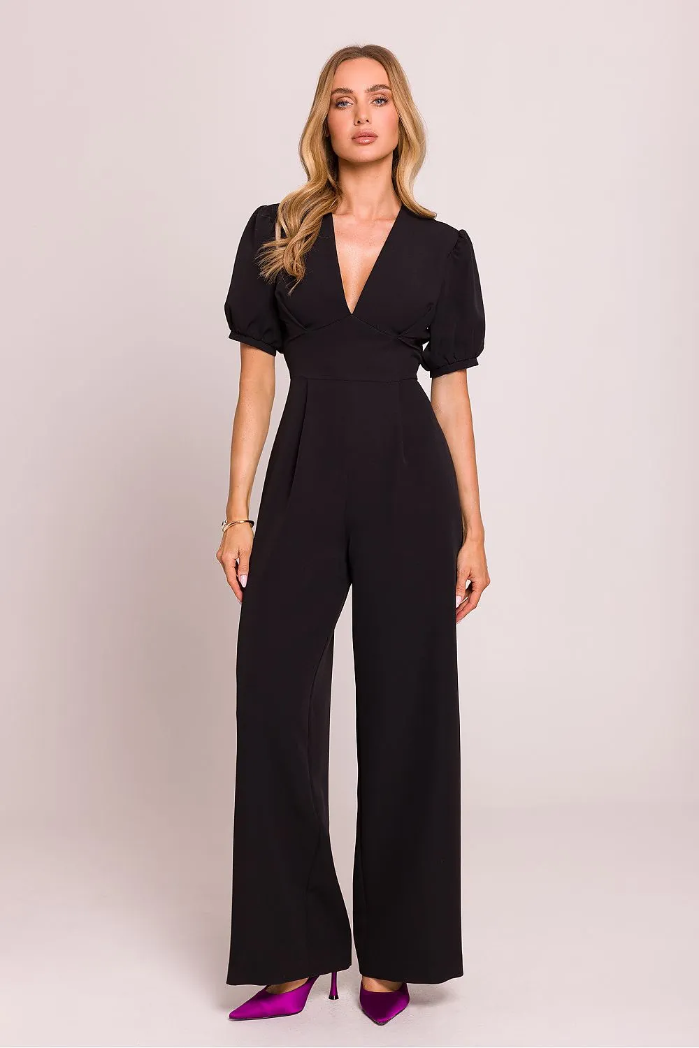 Elegant V-Neck Flared Jumpsuit