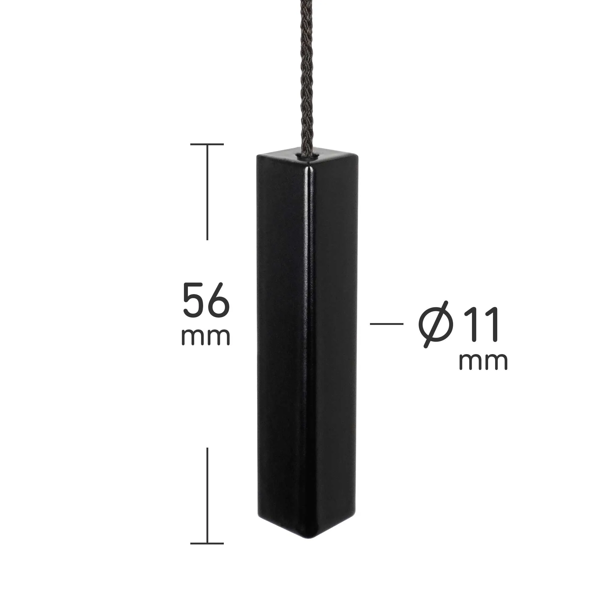 ElekTek Light Pull Cord Chain Black Square Bar