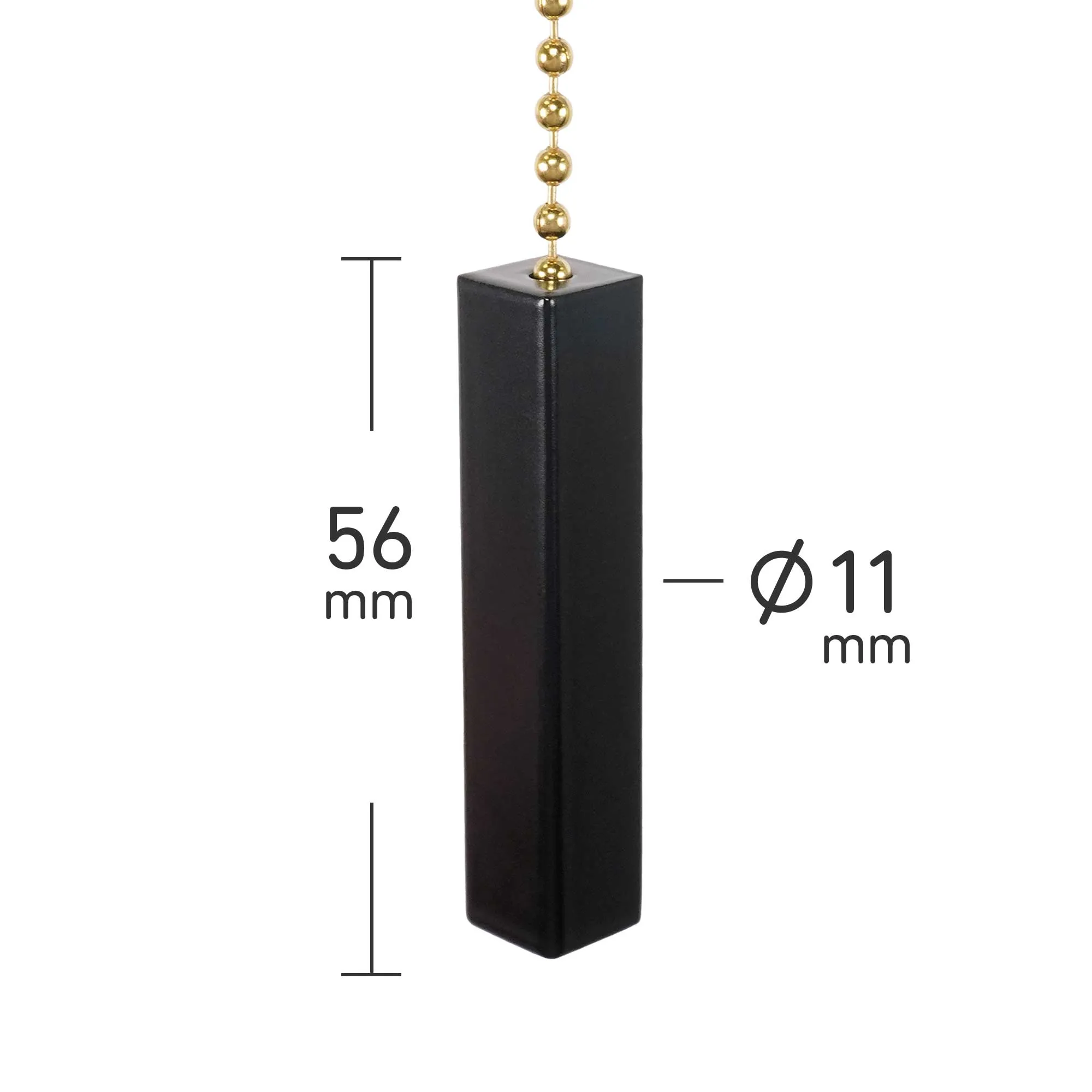 ElekTek Light Pull Cord Chain Black Square Bar