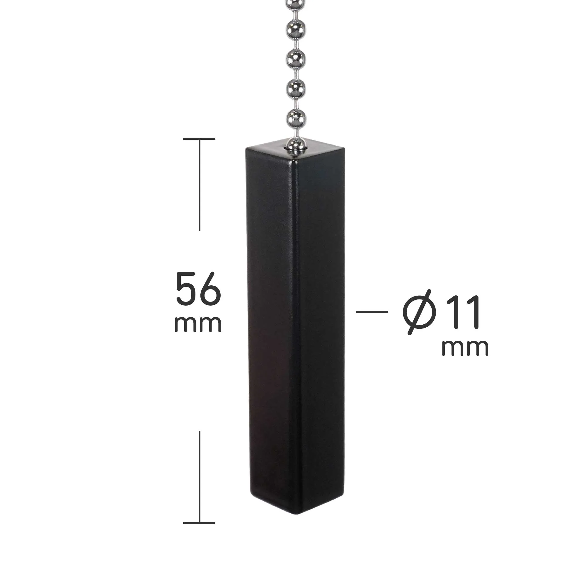 ElekTek Light Pull Cord Chain Black Square Bar
