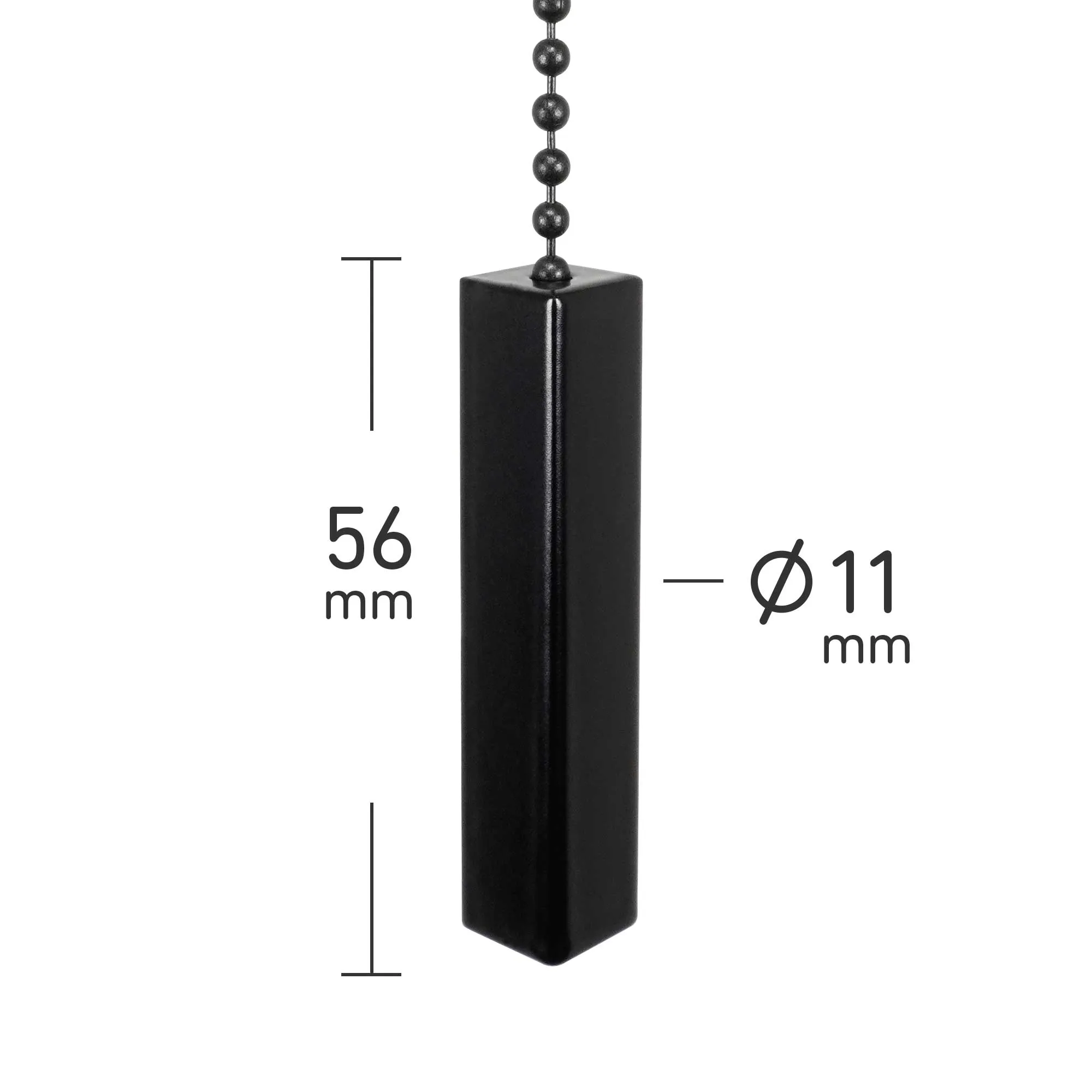ElekTek Light Pull Cord Chain Black Square Bar