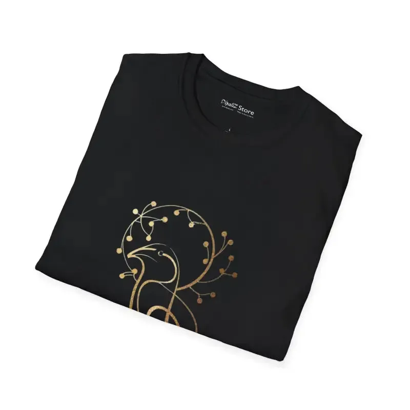 Epic Golden Bird Tree Graphic Softstyle t Shirt