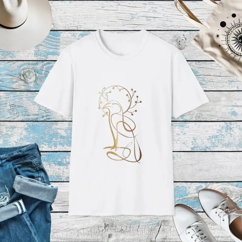 Epic Golden Bird Tree Graphic Softstyle t Shirt