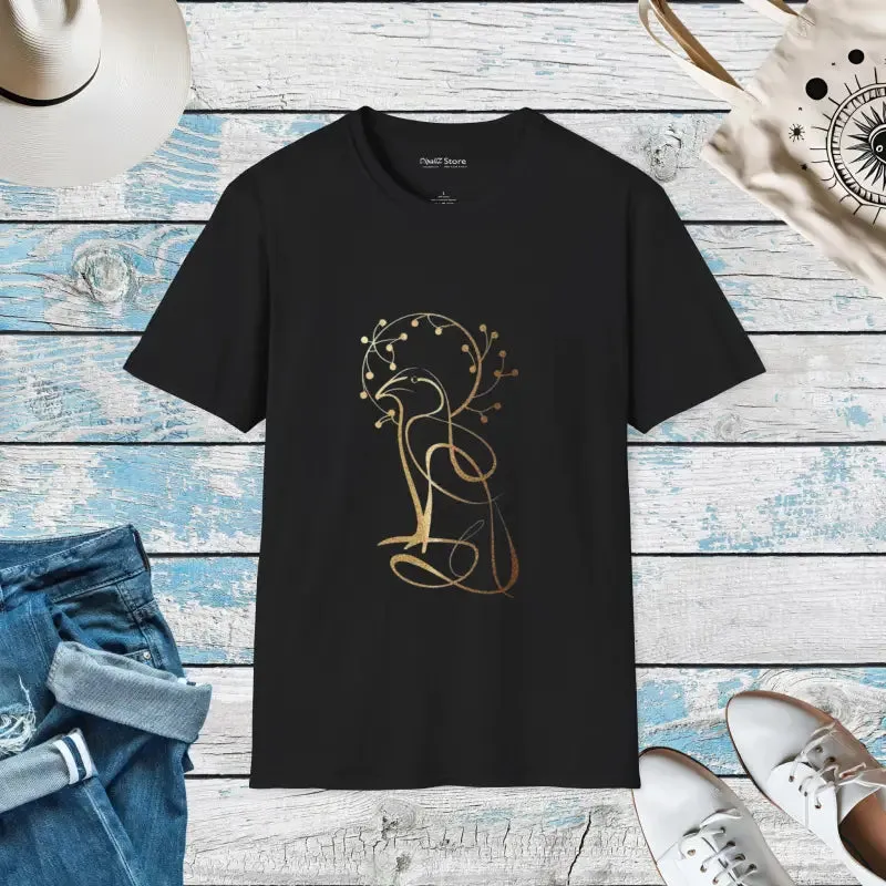 Epic Golden Bird Tree Graphic Softstyle t Shirt