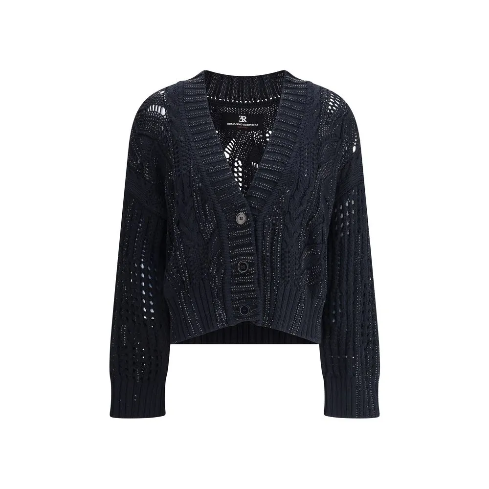 Ermanno Scervino Cotton Rhinestone Cardigan