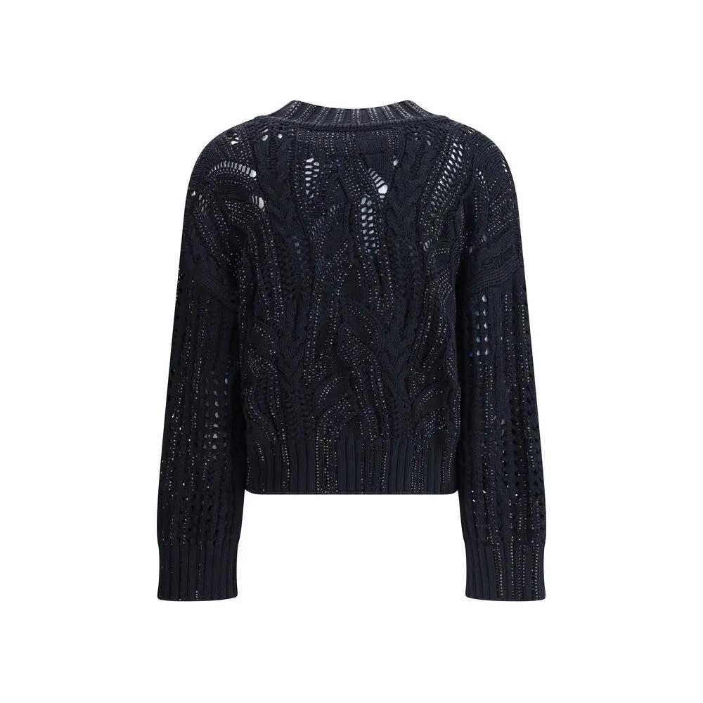 Ermanno Scervino Cotton Rhinestone Cardigan