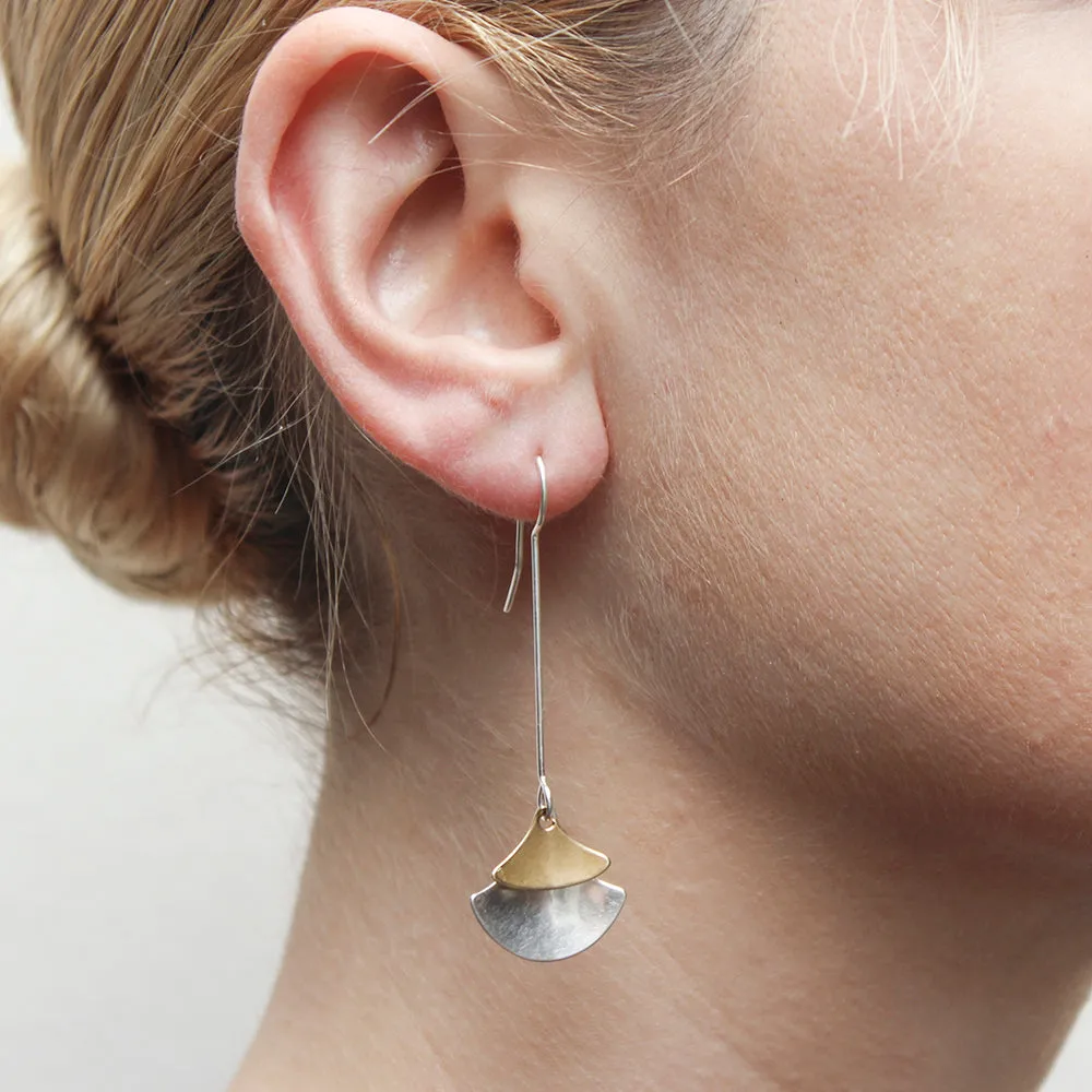 Extended Layered Rounded Triangles Drop Wire Earring