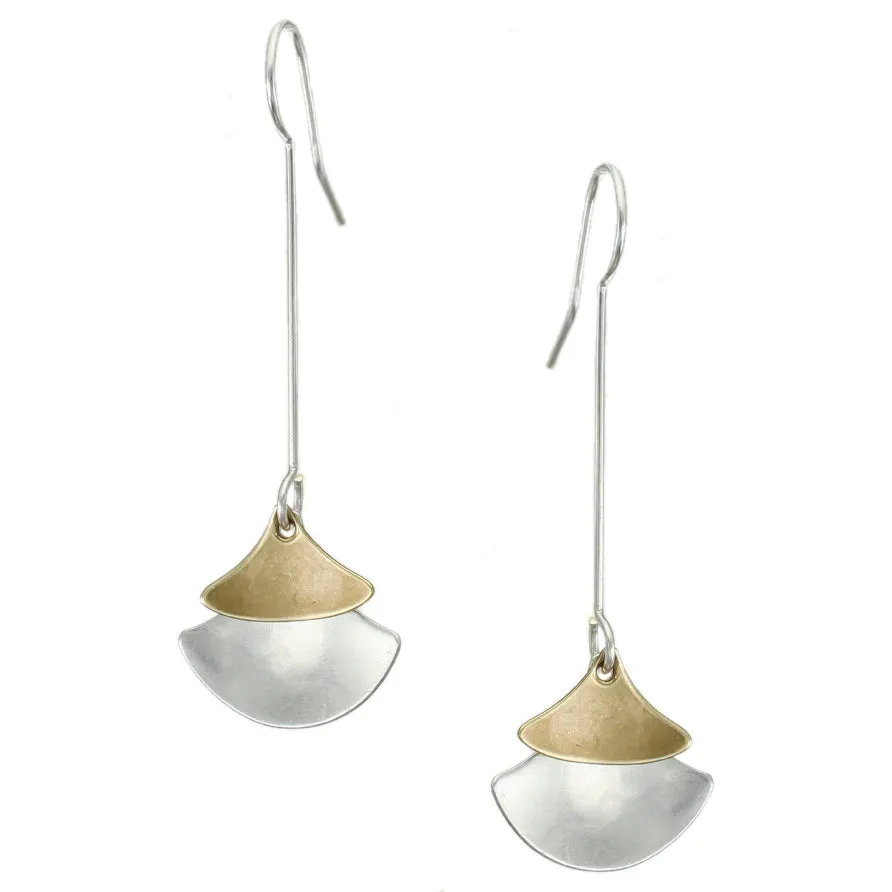 Extended Layered Rounded Triangles Drop Wire Earring