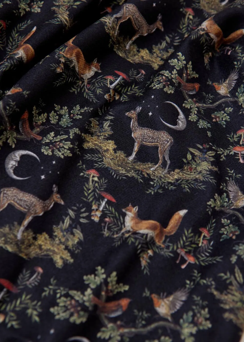 Fable England Woodland Scenes Toile Scarf Black