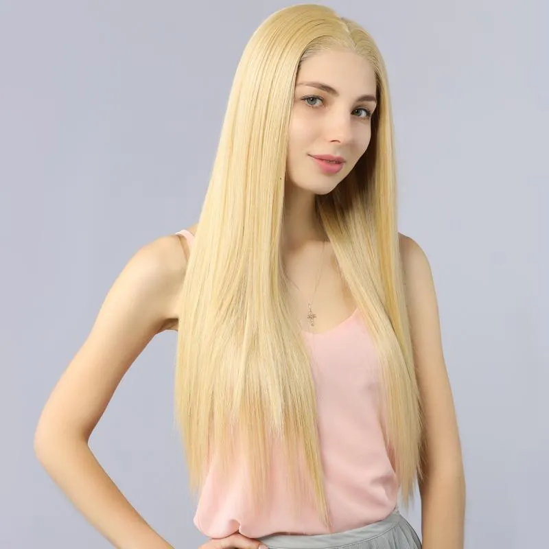 Fake Scalp Synthetic Lace Front Wigs Straight Wig 144 Color Mix 613#