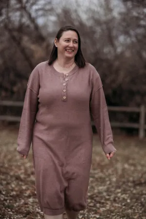 Fawn sweater dress--purple brown