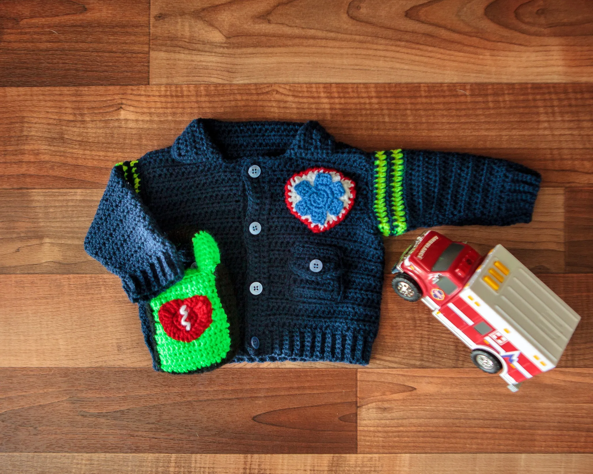 First Responder Baby Sweaters Crochet Patterns Ebook - Firefighter, Policeman, EMT