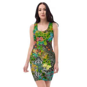 Fitted Sleeveless Bodycon Dress (Her/Muliebris)(Butterfly Glade Shoal Solstice GNHV8.3) RJSTH@Fabric#3 RJSTHw2021 RJS