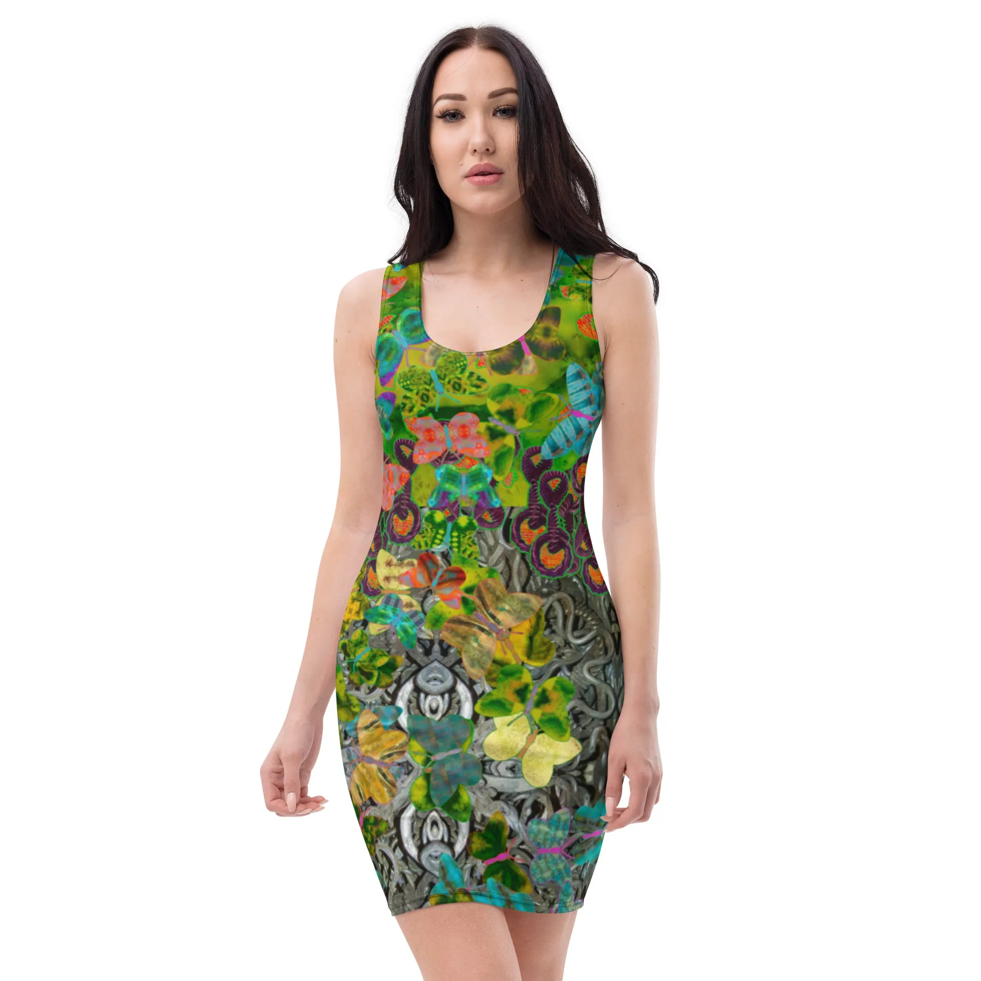 Fitted Sleeveless Bodycon Dress (Her/Muliebris)(Butterfly Glade Shoal Solstice GNHV8.3) RJSTH@Fabric#3 RJSTHw2021 RJS