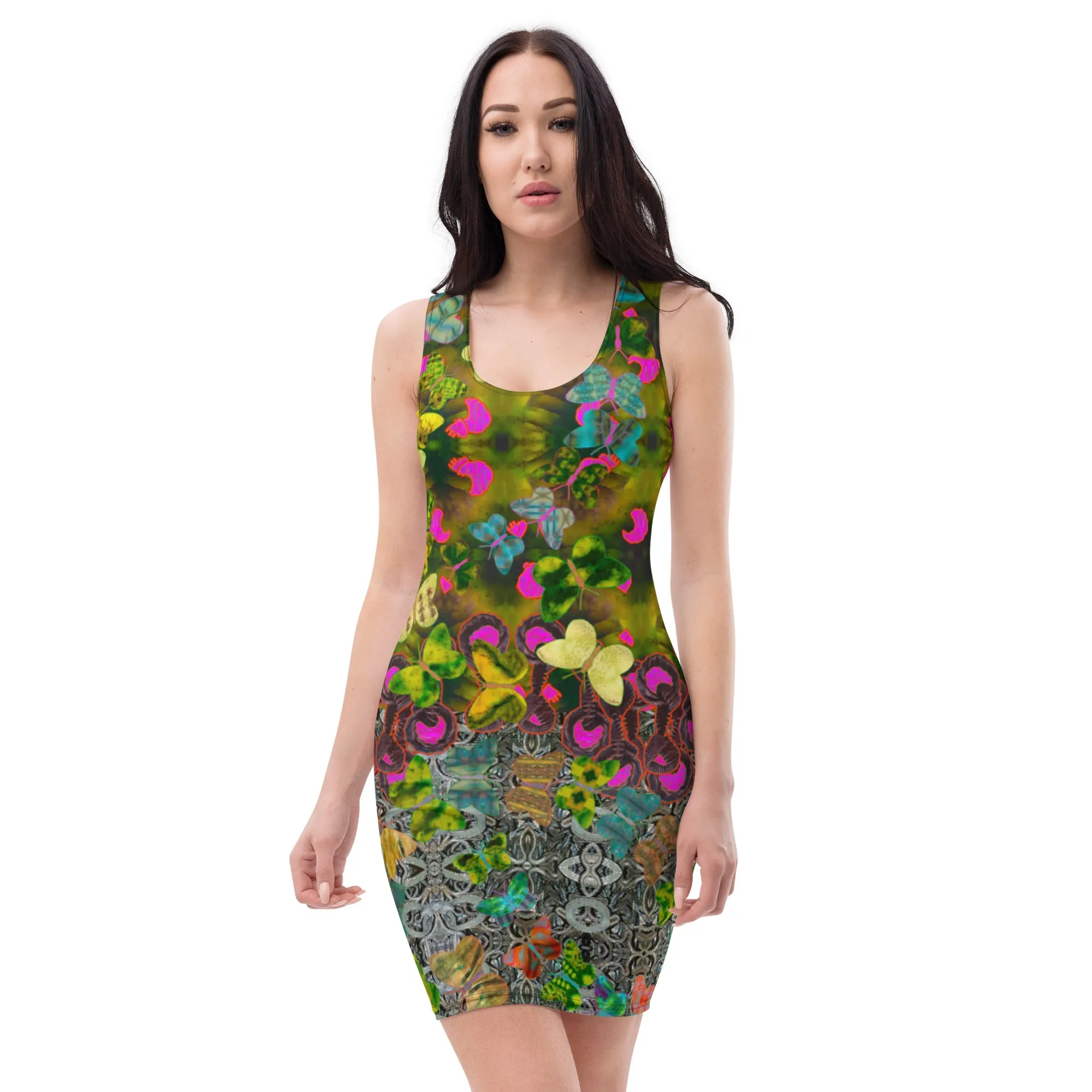 Fitted Sleeveless Bodycon Dress (Her/Muliebris)(Butterfly Glade Shoal Solstice GNHV8.7) RJSTH@Fabric#7 RJSTHw2021 RJS