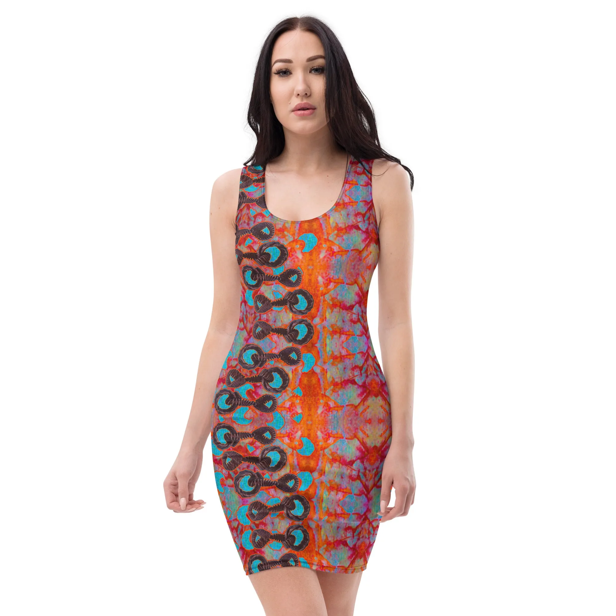 Fitted Sleeveless Bodycon Dress (Her/Muliebris)(Grail Night Rose Lightning Bolt) RJSTH@Fabric#12 RJSTHW2021 RJS