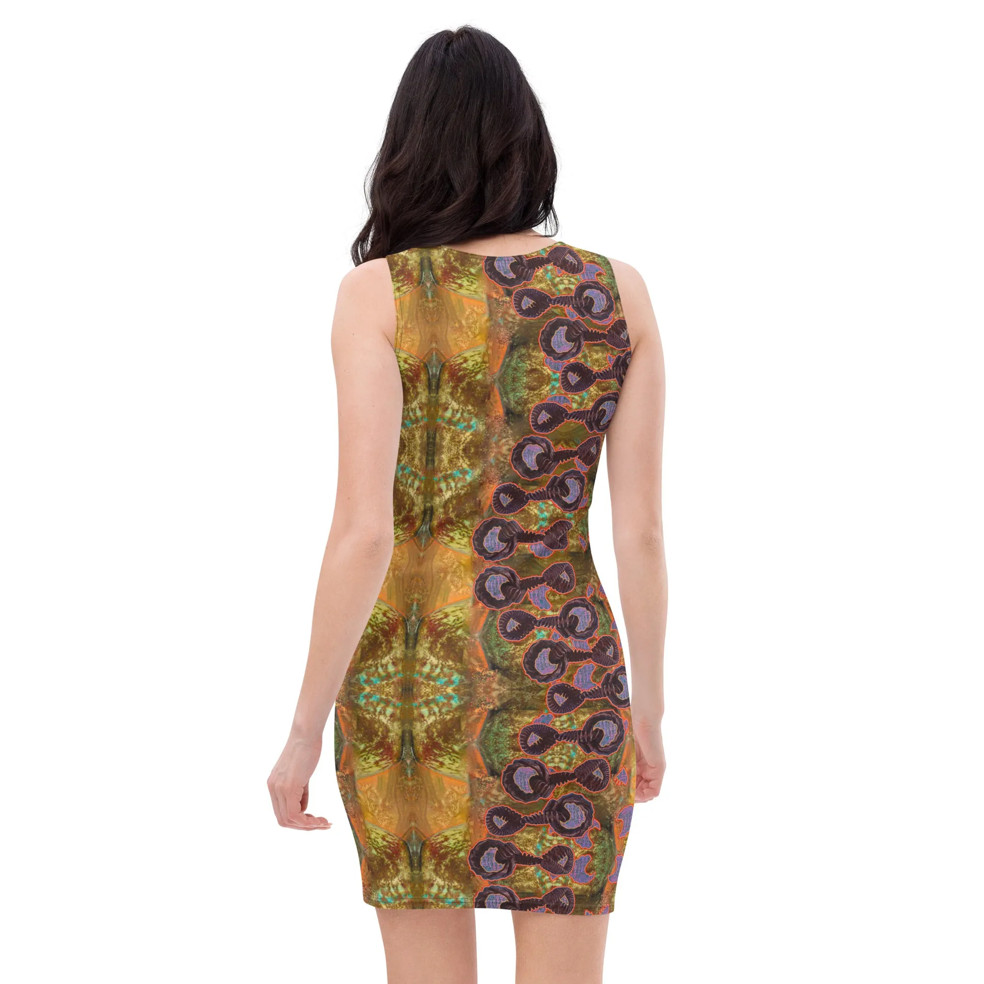 Fitted Sleeveless Bodycon Dress (Her/Muliebris)(Grail Night Rose Lightning Bolt) RJSTH@Fabric#6 RJSTHW2021 RJS
