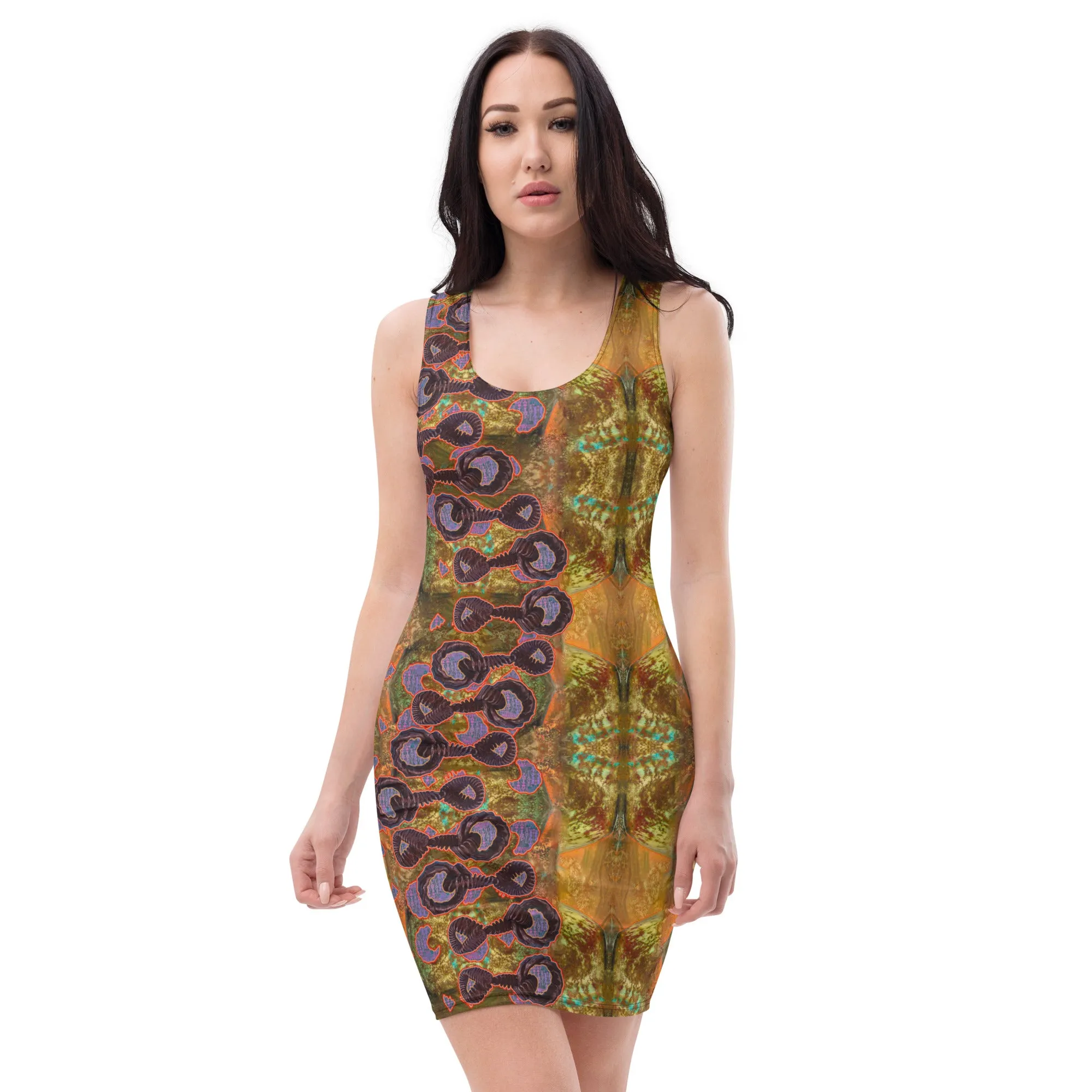 Fitted Sleeveless Bodycon Dress (Her/Muliebris)(Grail Night Rose Lightning Bolt) RJSTH@Fabric#6 RJSTHW2021 RJS