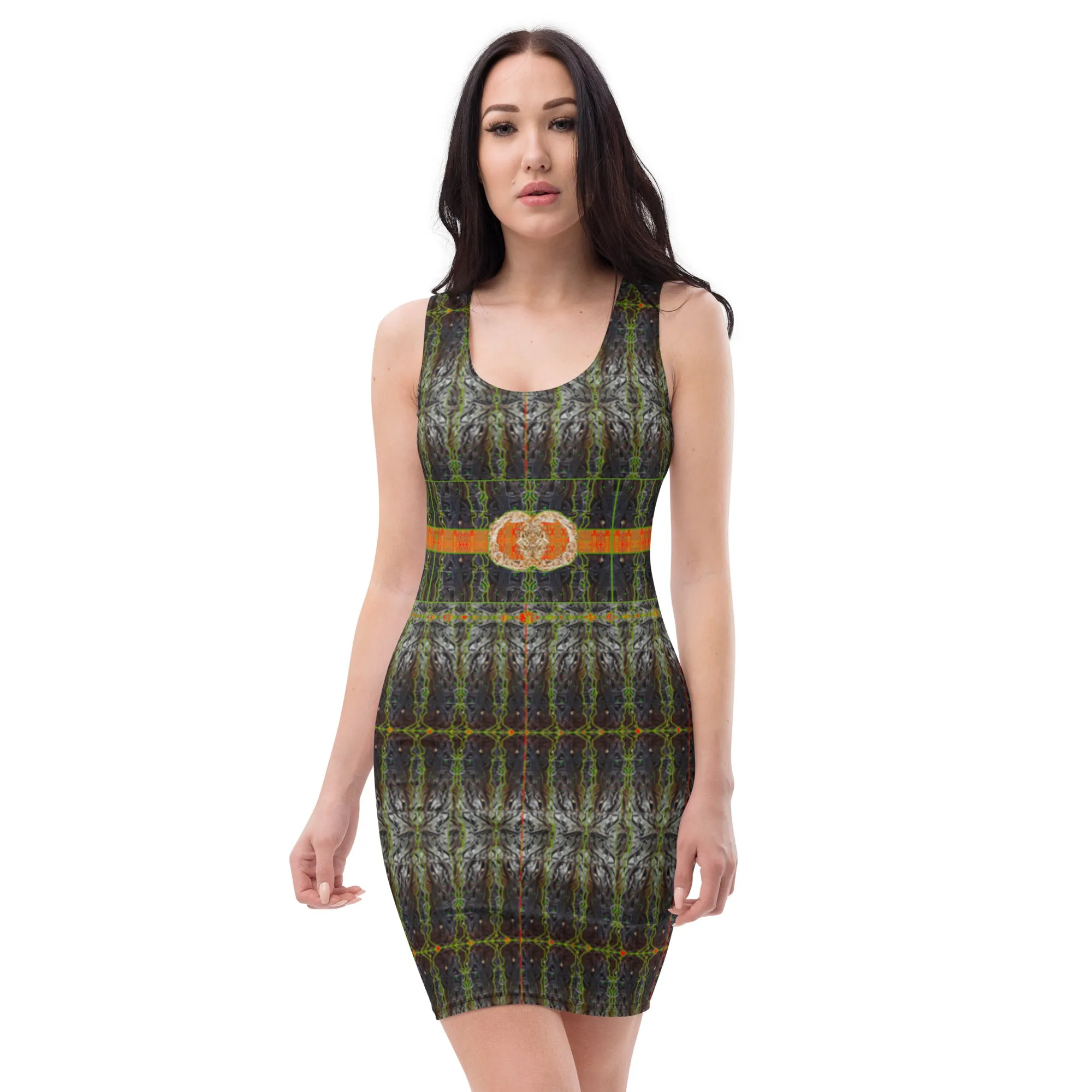 Fitted Sleeveless Bodycon Dress (Her/Muliebris)(Rind#1 Ouroboros Butterfly Belt Tree Link) RJSTH@Fabric#1  RJSTHW2021 RJS