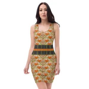 Fitted Sleeveless Bodycon Dress (Her/Muliebris)(Rind#1 Ouroboros Butterfly Tree Link Stripe) RJSTH@Fabric#1 RJSTHW2021 RJS