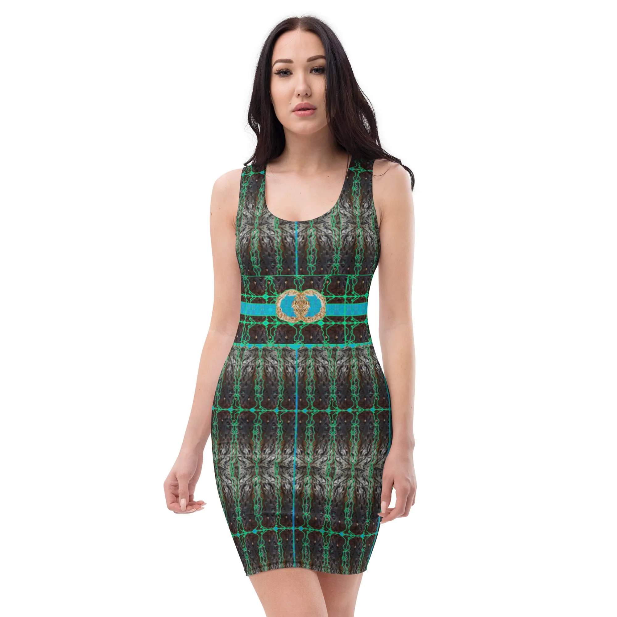 Fitted Sleeveless Bodycon Dress (Her/Muliebris)(Rind#10 Ouroboros Butterfly Belt Tree Link) RJSTH@Fabric#10  RJSTHW2021 RJS
