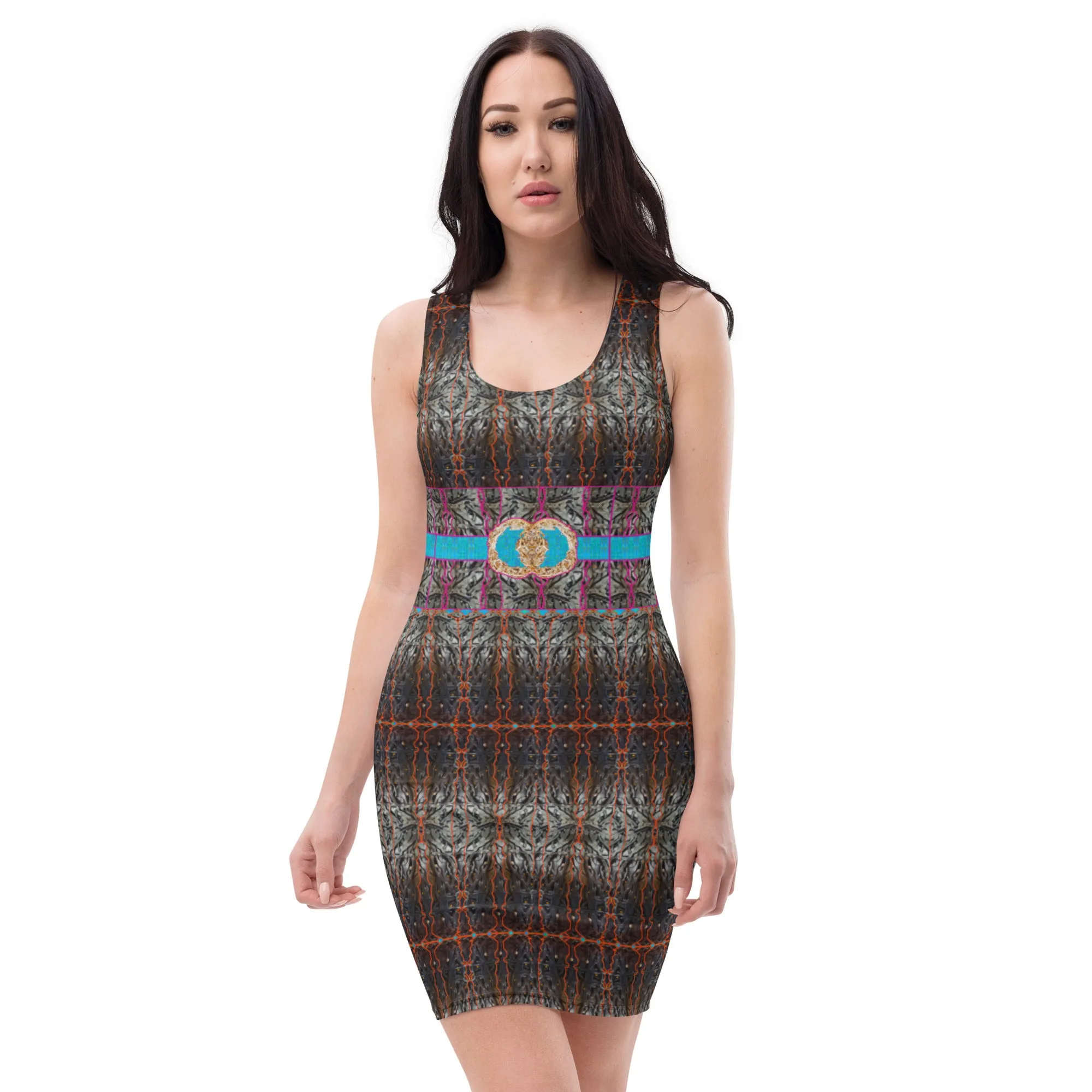 Fitted Sleeveless Bodycon Dress (Her/Muliebris)(Rind#11, Ouroboros Butterfly Belt, Tree Link) RJSTH@Fabric#11  RJSTHW2021 RJS