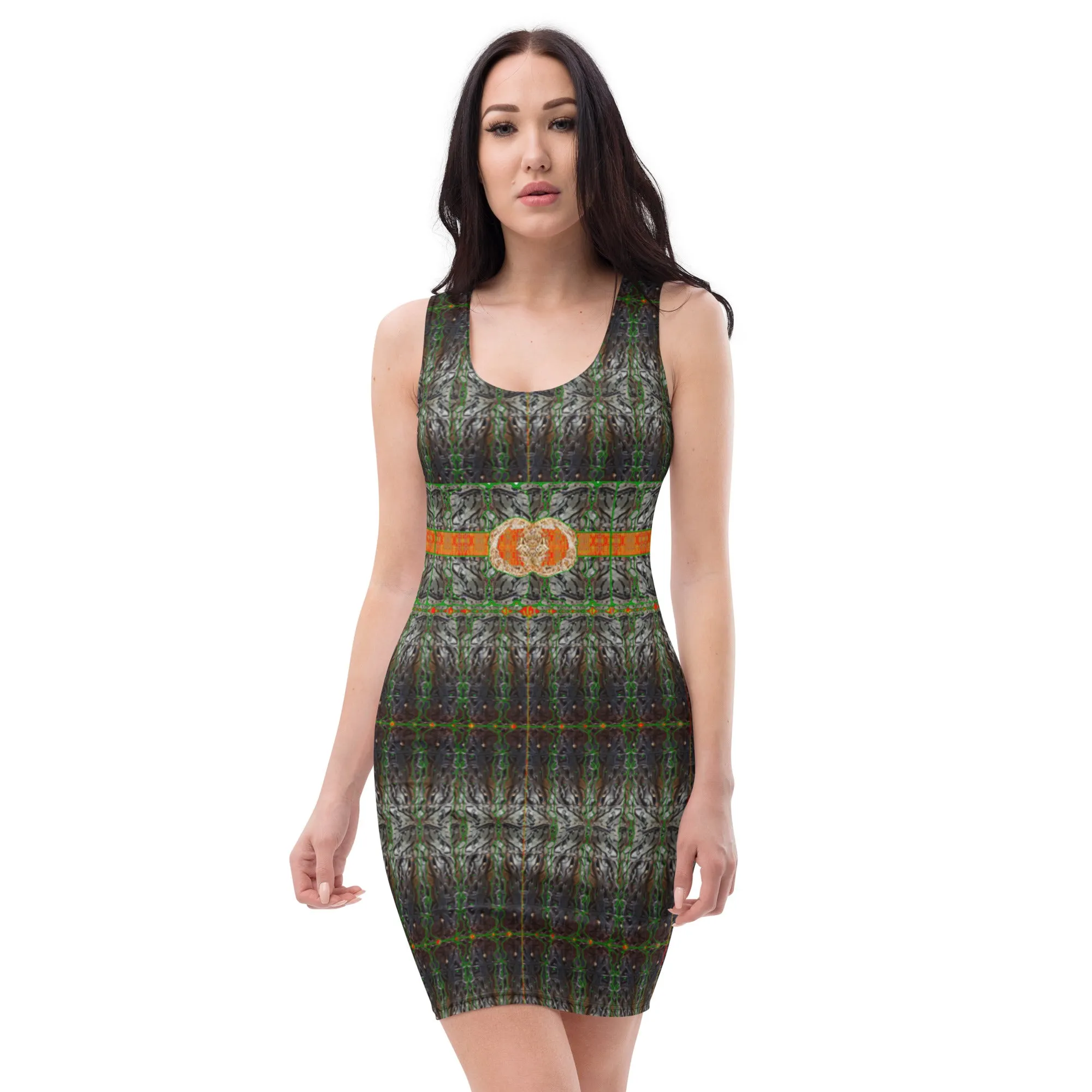 Fitted Sleeveless Bodycon Dress (Her/Muliebris)(Rind#2 Ouroboros Butterfly Belt Tree Link) RJSTH@Fabric#2  RJSTHW2021 RJS