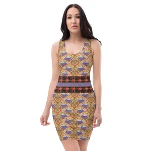 Fitted Sleeveless Bodycon Dress (Her/Muliebris)(Rind#6 Ouroboros Butterfly Tree Link Stripe) RJSTH@Fabric#6 RJSTHW2021 RJS