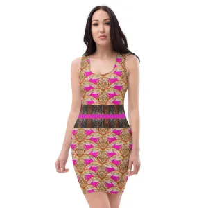 Fitted Sleeveless Bodycon Dress (Her/Muliebris)(Rind#7 Ouroboros Butterfly Tree Link Stripe) RJSTH@Fabric#7 RJSTHW2021 RJS
