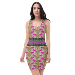 Fitted Sleeveless Bodycon Dress (Her/Muliebris)(Rind#8 Ouroboros Butterfly Tree Link Stripe) RJSTH@Fabric#8 RJSTHW2021 RJS