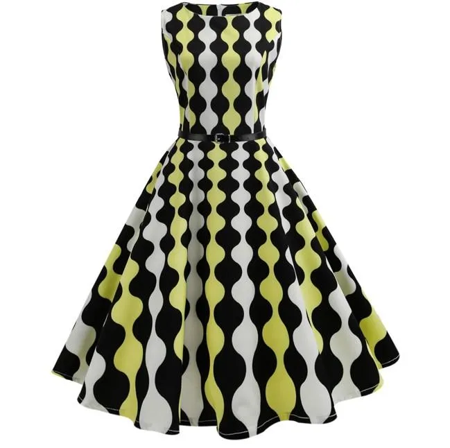 Floral Print 50s Vintage Dress Tunic Sexy Party Dresses