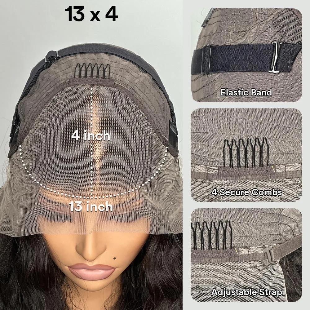 Fluffy Free Style Black Layered Cut Wavy Bob 13x4 Lace Front Wig