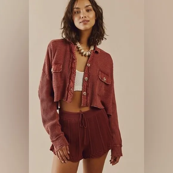 Free People FP One Scout Cropped Jacket NWT Cowboy Brown Size XL