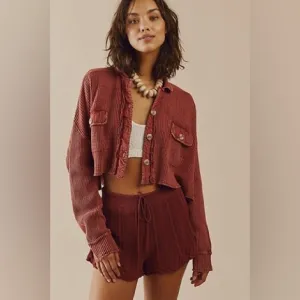 Free People FP One Scout Cropped Jacket NWT Cowboy Brown Size XL