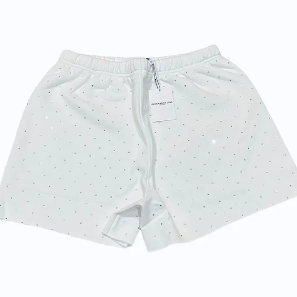 Generation Love Aria Crystal Shorts White Medium NEW NWT