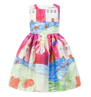 Girl Dress Princess Dress Girl Designer Character Painting Kids Dresses for Girls Clothes