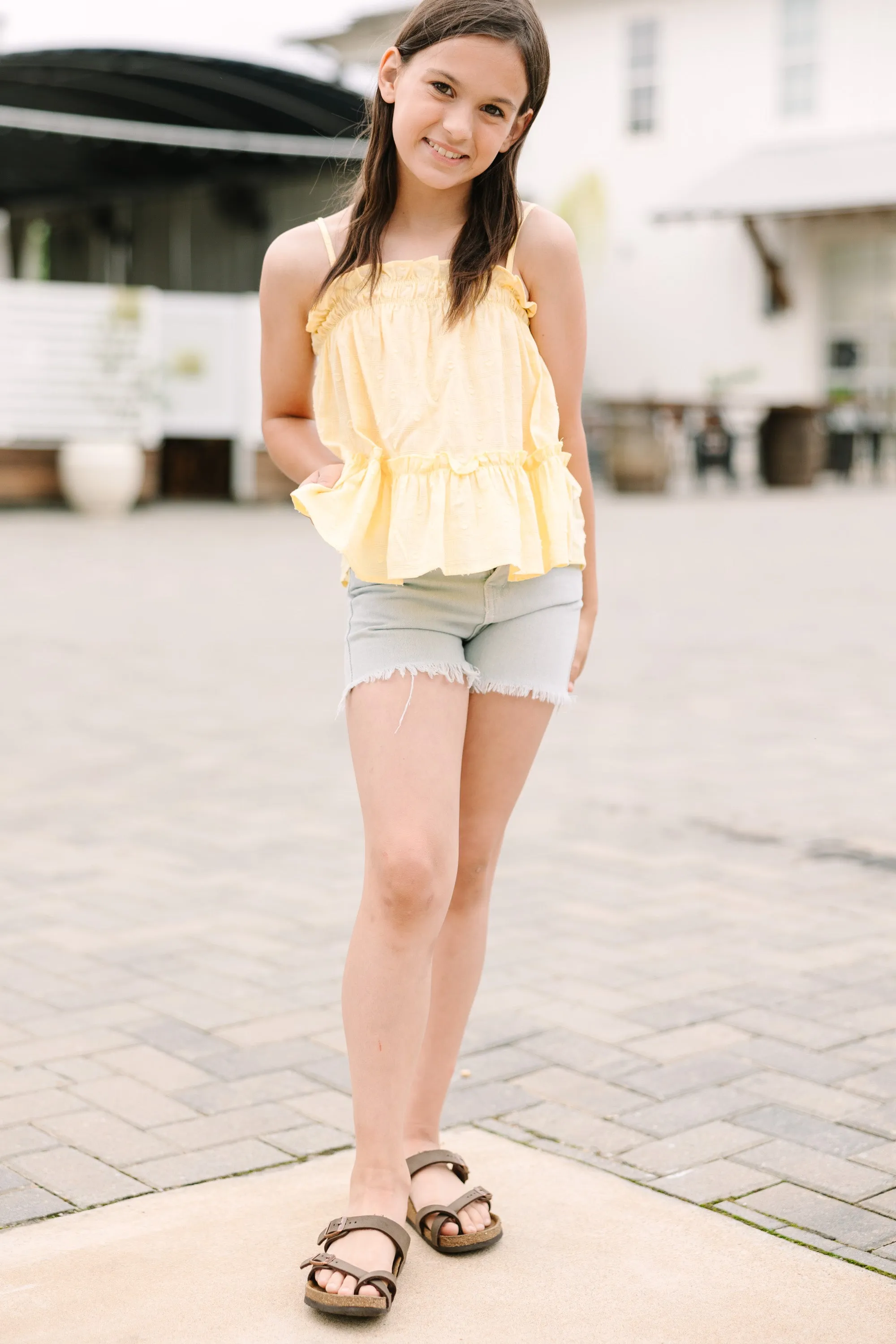 Girls: All Of You Yellow Ruffled Tank