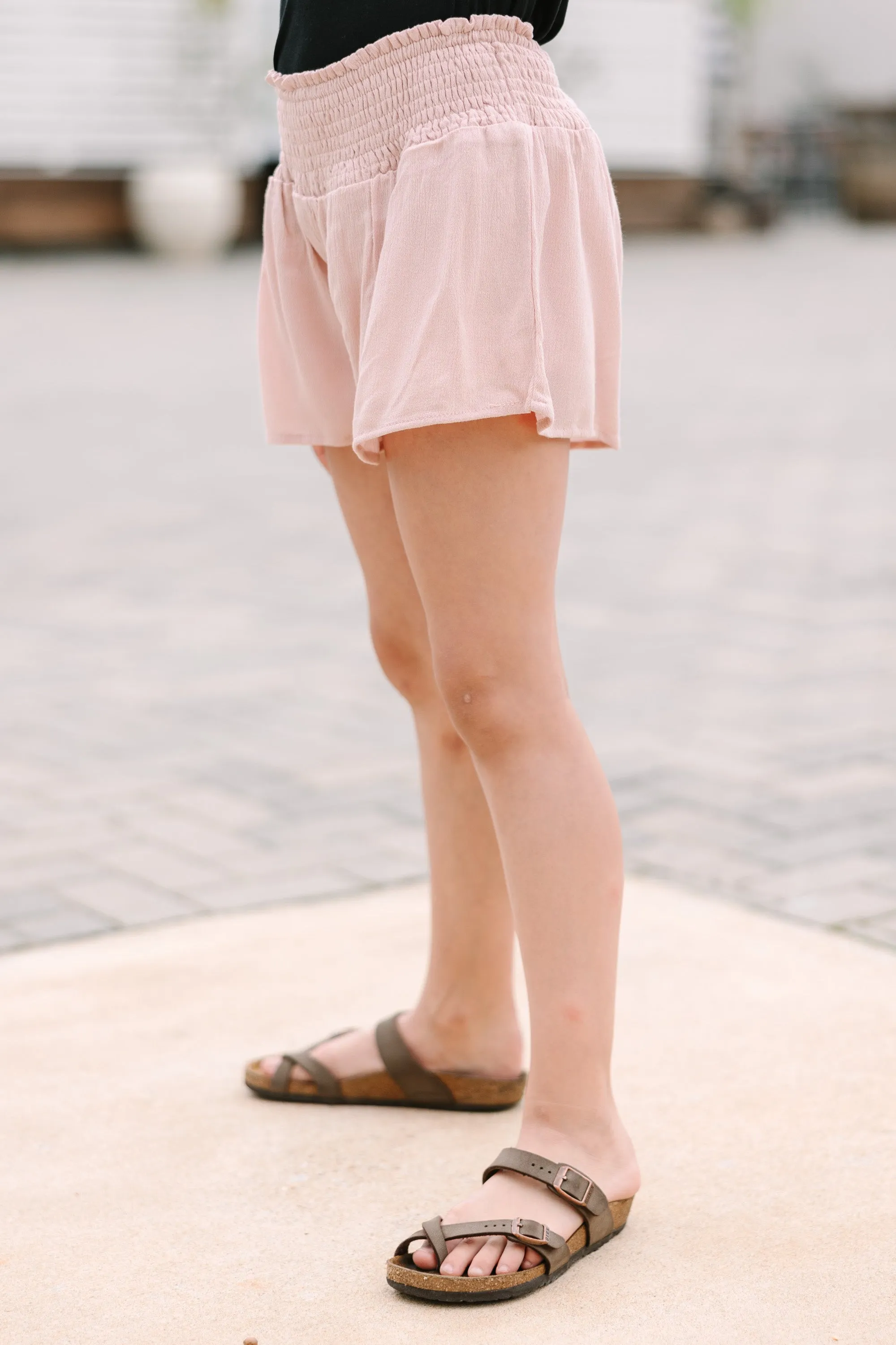 Girls: Looking Forward Mauve Pink Smocked Shorts