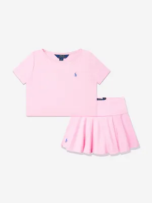 Girls T-Shirt and Skirt Set in Pink