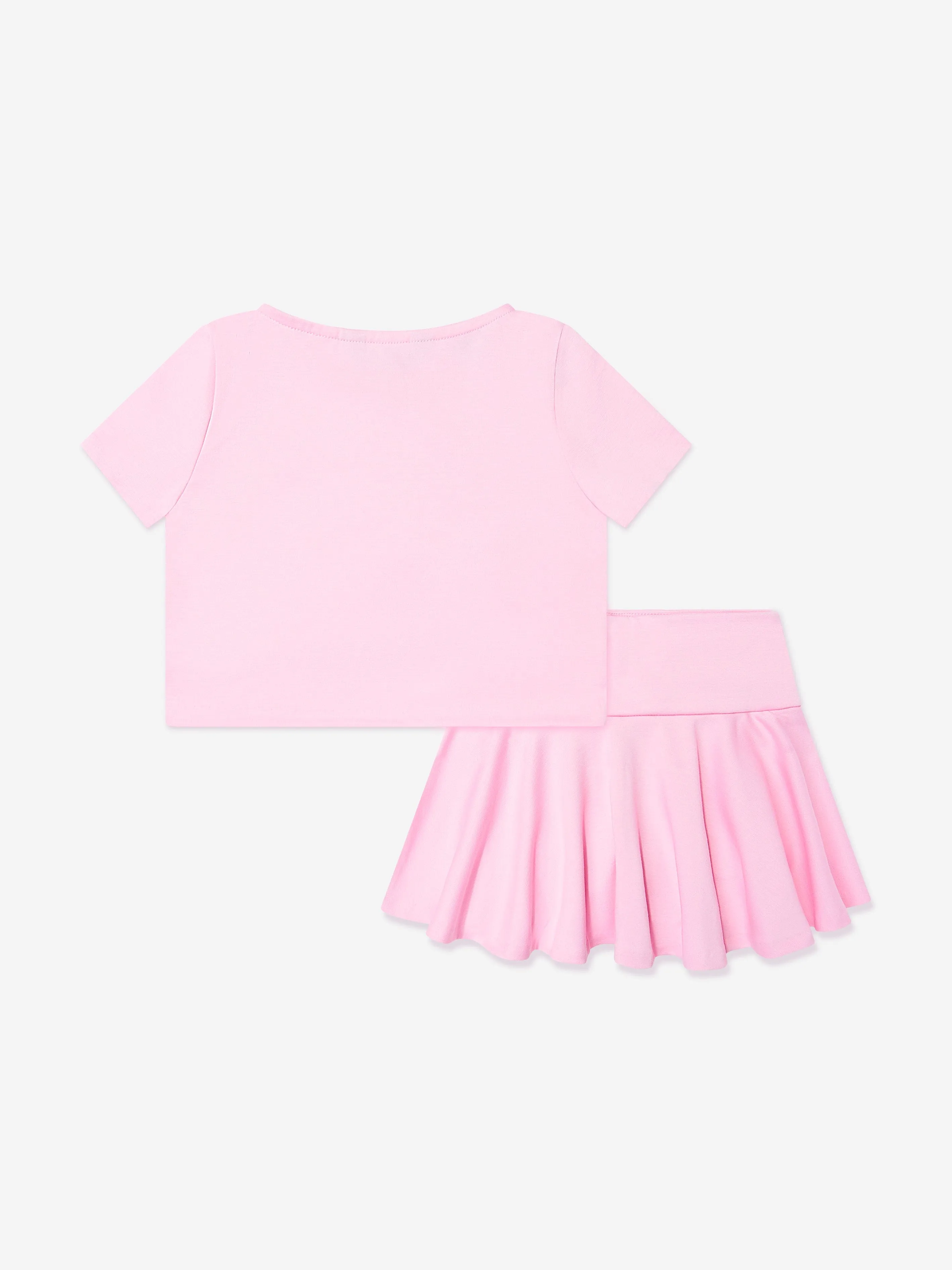 Girls T-Shirt and Skirt Set in Pink