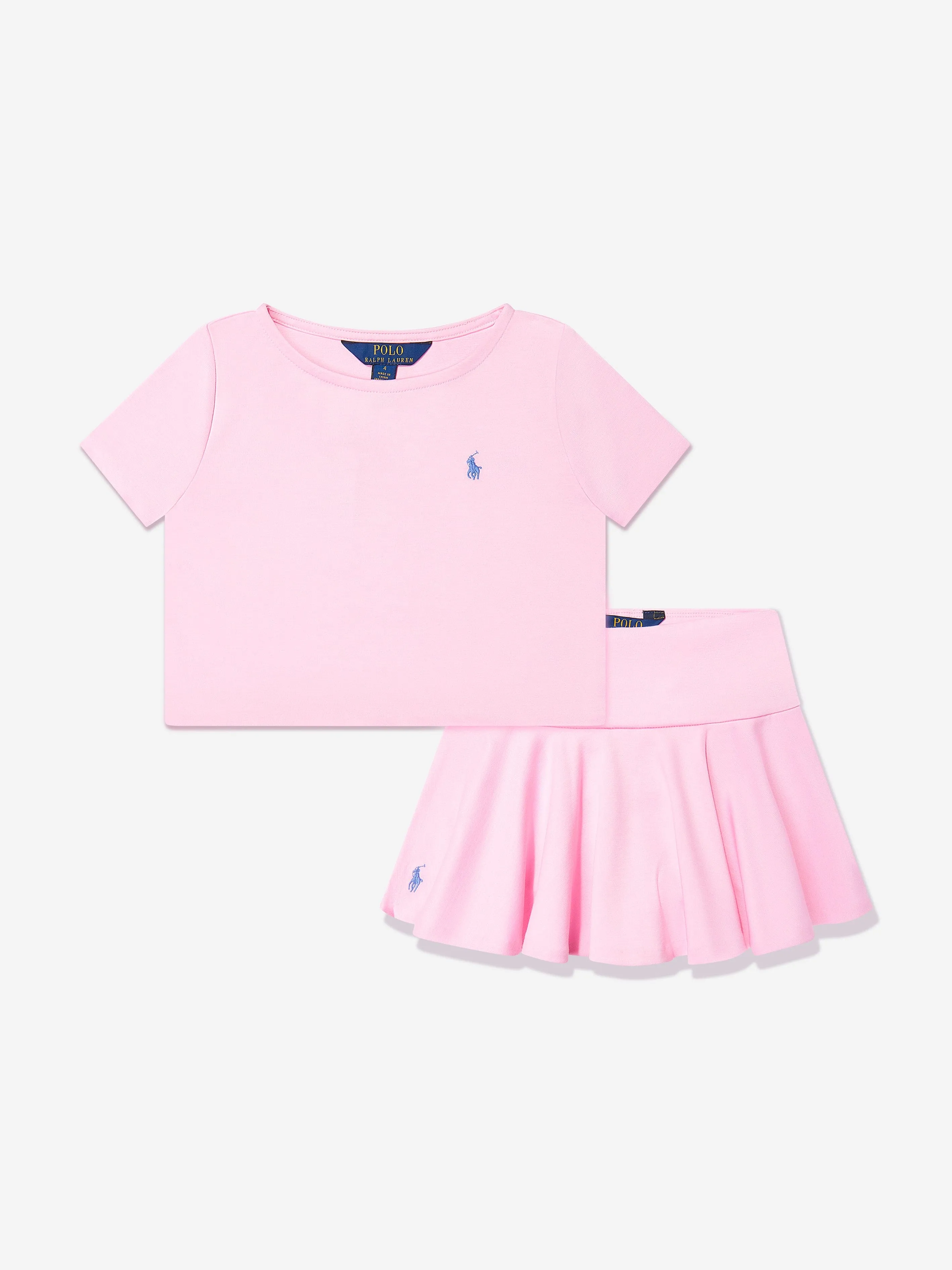 Girls T-Shirt and Skirt Set in Pink