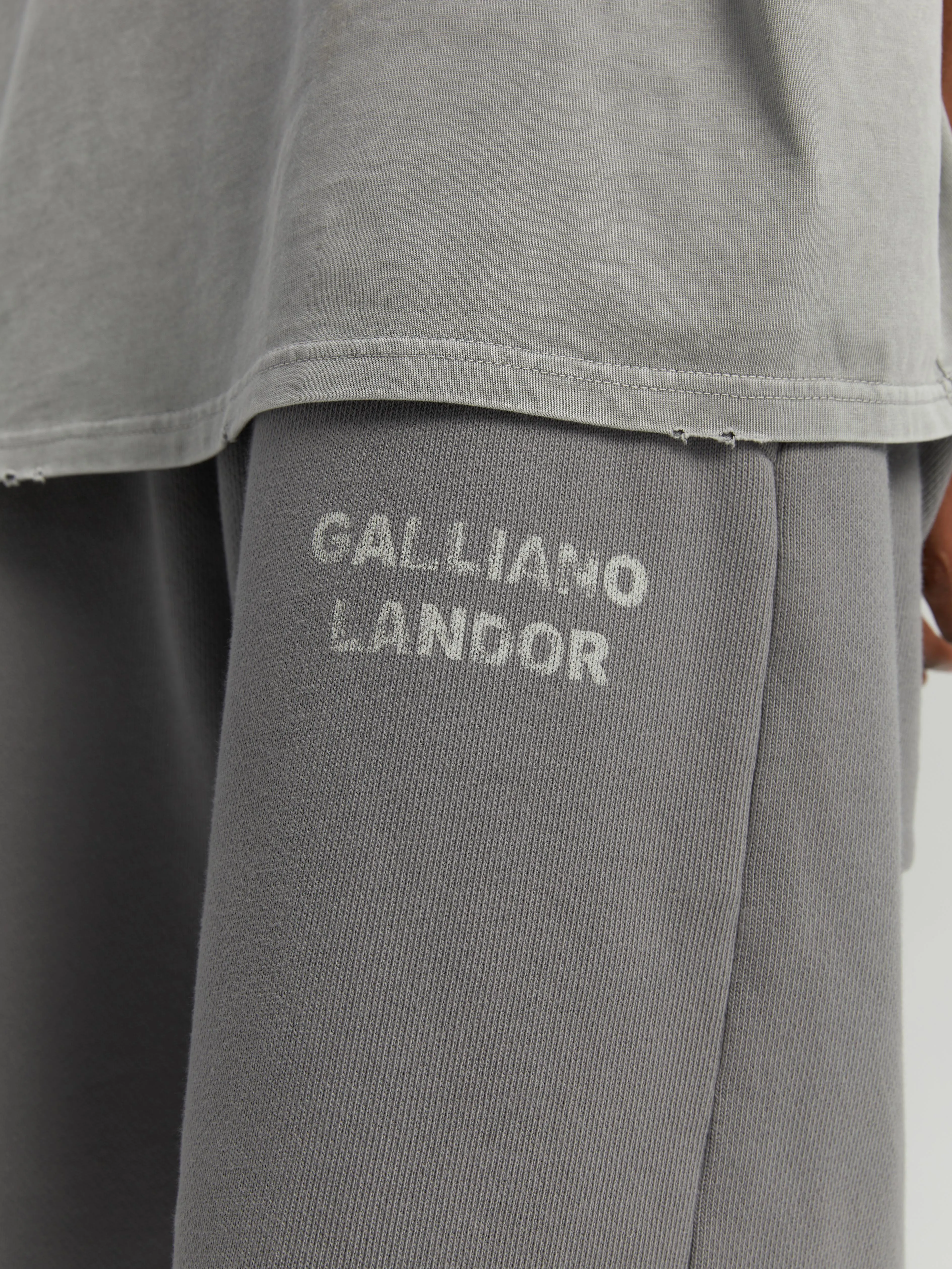 Gray experimental stonewash style logo shorts